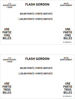 FLASH GORDON (Bally) Score Cards