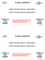 FLASH GORDON (Bally) Score Cards