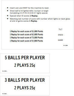EXPRESSWAY (Bally) Score Card Set