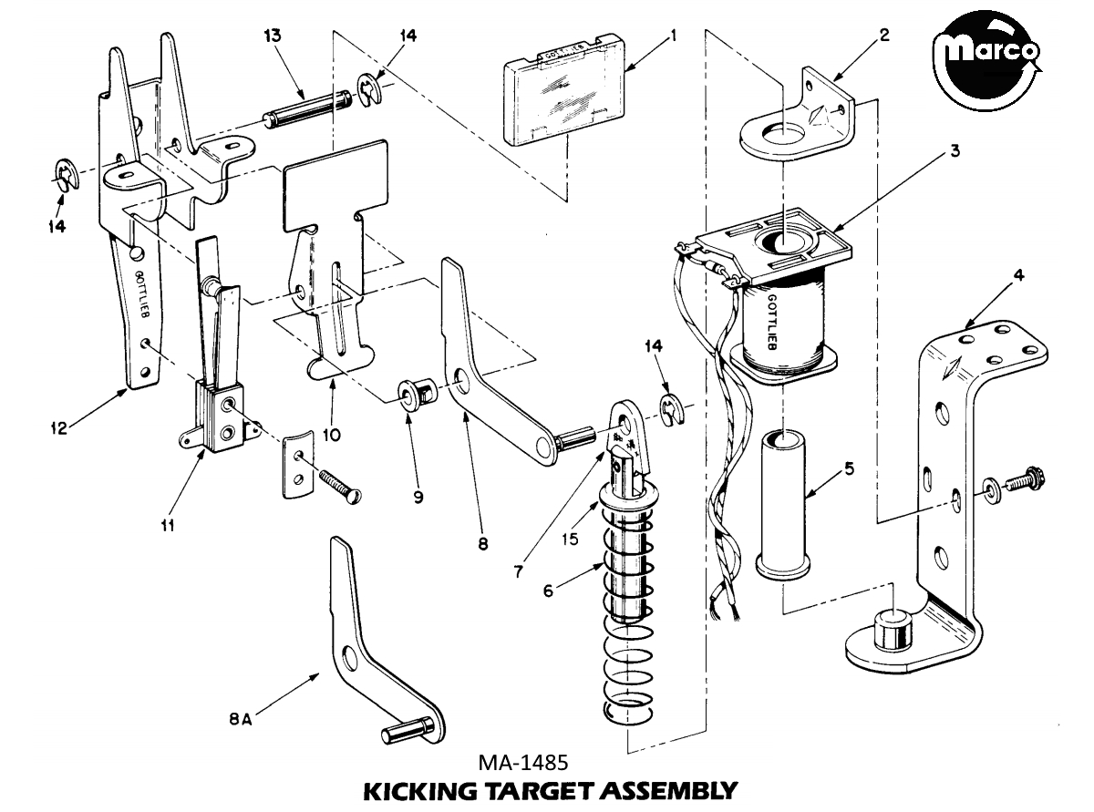 Kicking target assembly Gottlieb