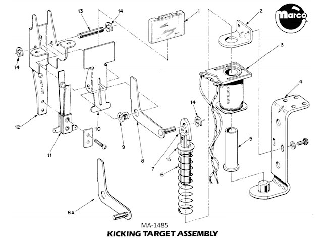 Kicking target assembly Gottlieb