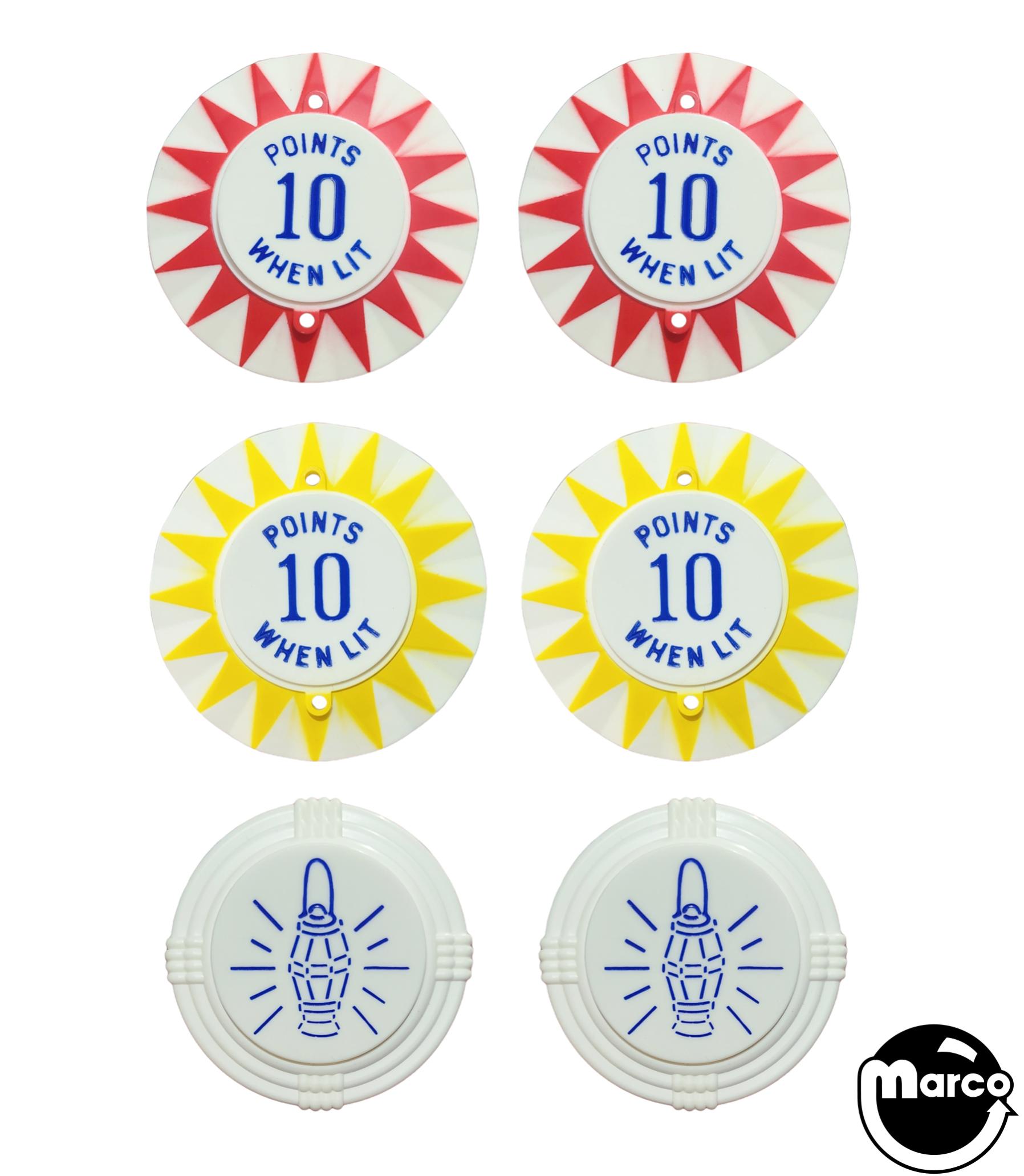 CROSS TOWN (Gottlieb) Pop bumper cap set (6)