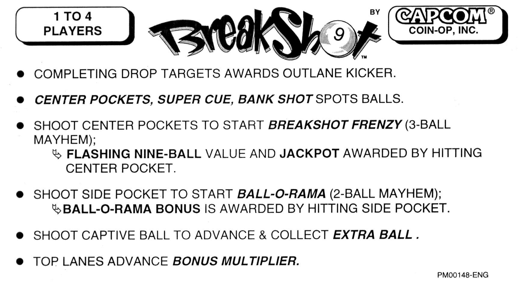 BREAKSHOT (Capcom) Score card