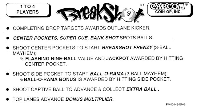 BREAKSHOT (Capcom) Score card