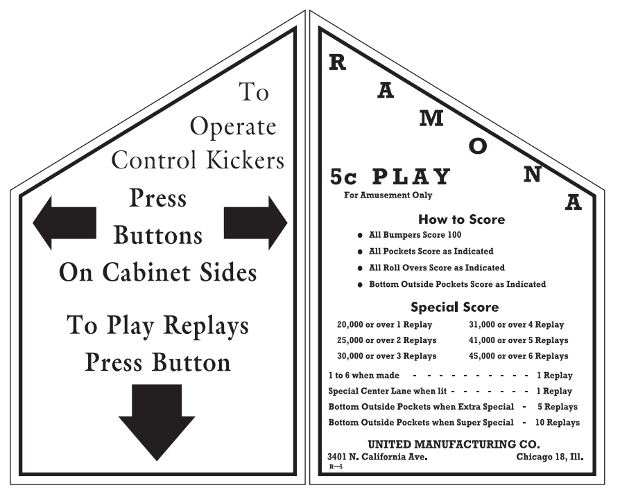 RAMONA (United 1949) Score Card