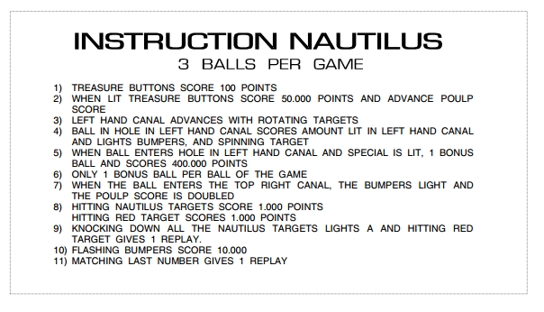 NAUTILUS (Zaccaria) Score Card Set (5)