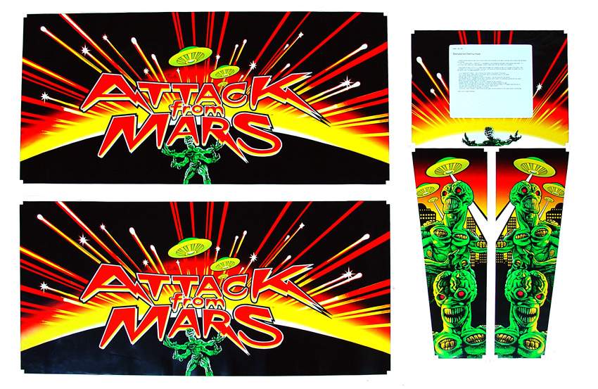 ATTACK FROM MARS (Bally) Cab art 5 pc