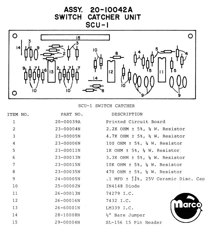 Switch Catcher Unit board Game Plan 20-10042A