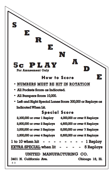 SERENADE (United 1948) Score Card