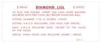 DIAMOND LILL (Gottlieb) Score Card