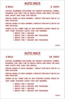 AUTO RACE (Gottlieb) Score cards (12)