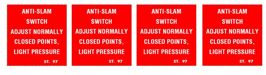 Anti-slam switch decal Williams STD-97