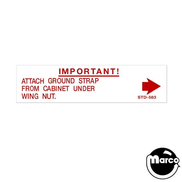ATTACH GROUND STRAP DECAL WILLIAMS