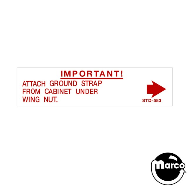 ATTACH GROUND STRAP DECAL WILLIAMS
