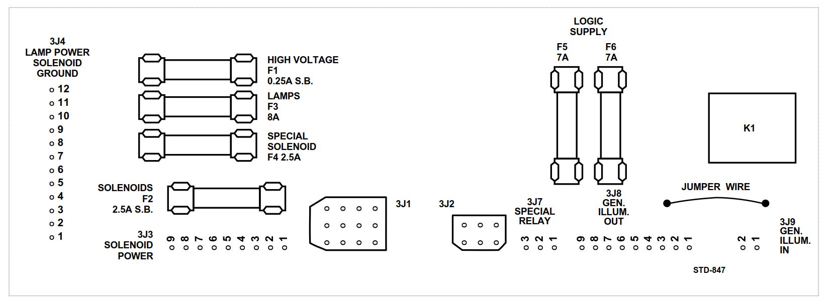 Fuse chart decal Williams Sys 11