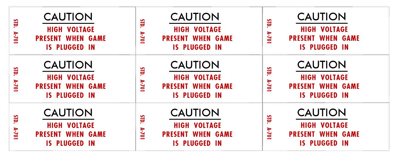 Caution High Voltage decals Williams (9)