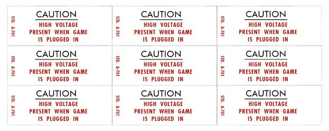 Caution High Voltage decals Williams (9)