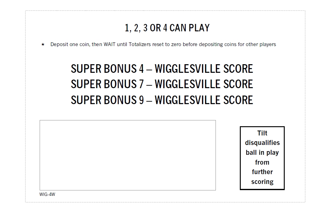 WIGGLER (Bally) Score Card Set