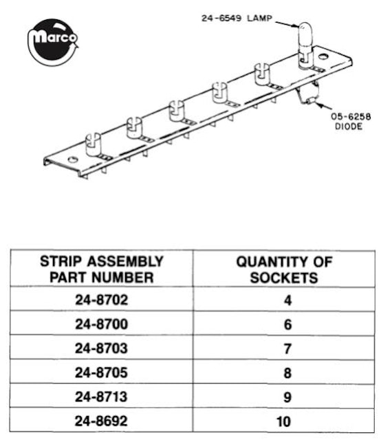 Light strip assembly 7 bank 8-1/2 inch