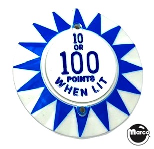 Pop bumper cap sunburst '10 or 100 Points W/Lit' B/B