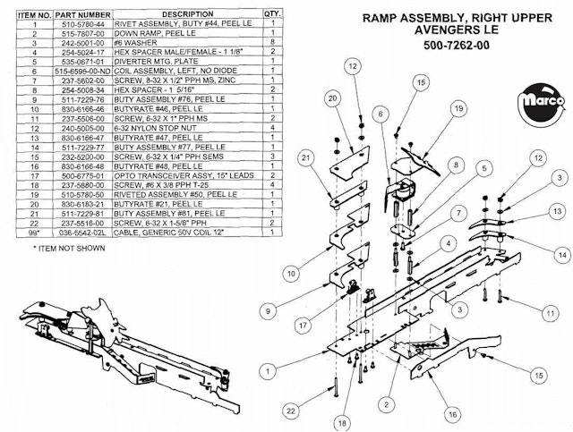 AVENGERS LE (Stern) Ramp assembly upper right