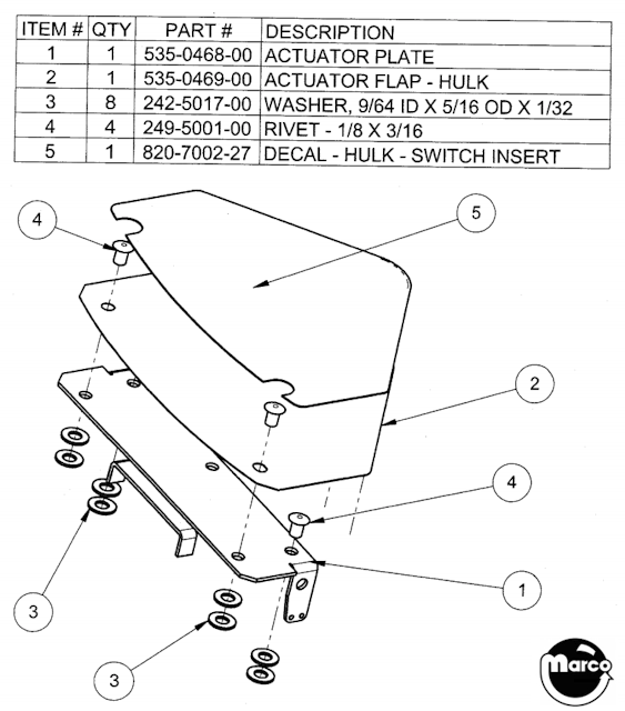 AVENGERS (Stern) Hulk actuator plate