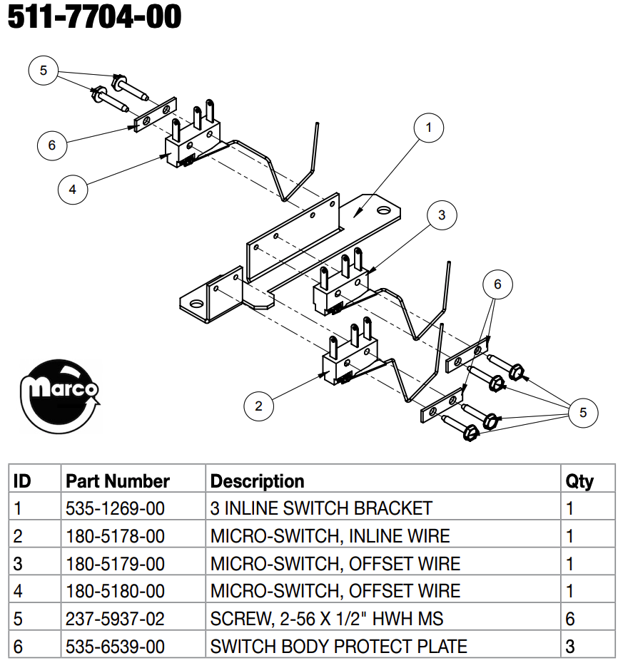 Switch 3 bank inline assembly Stern