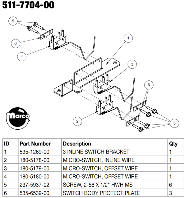 Switch 3 bank inline assembly Stern