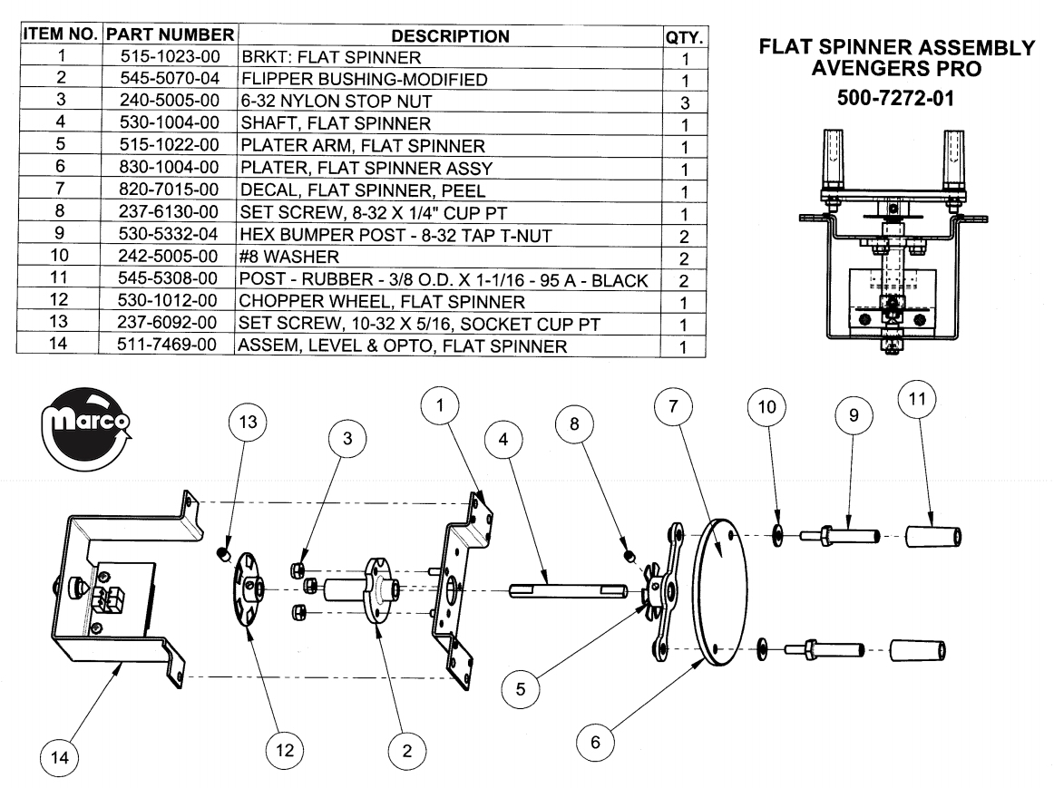 AVENGERS PRO (Stern) Spinner shaft