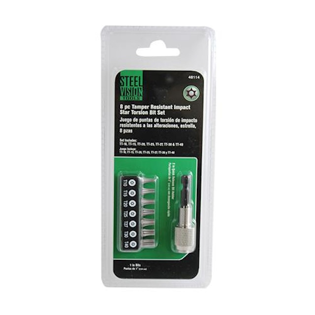 Bit Set - tamper proof Torx 8 pc and holder