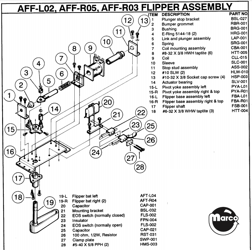 Flipper assembly - Alvin G right