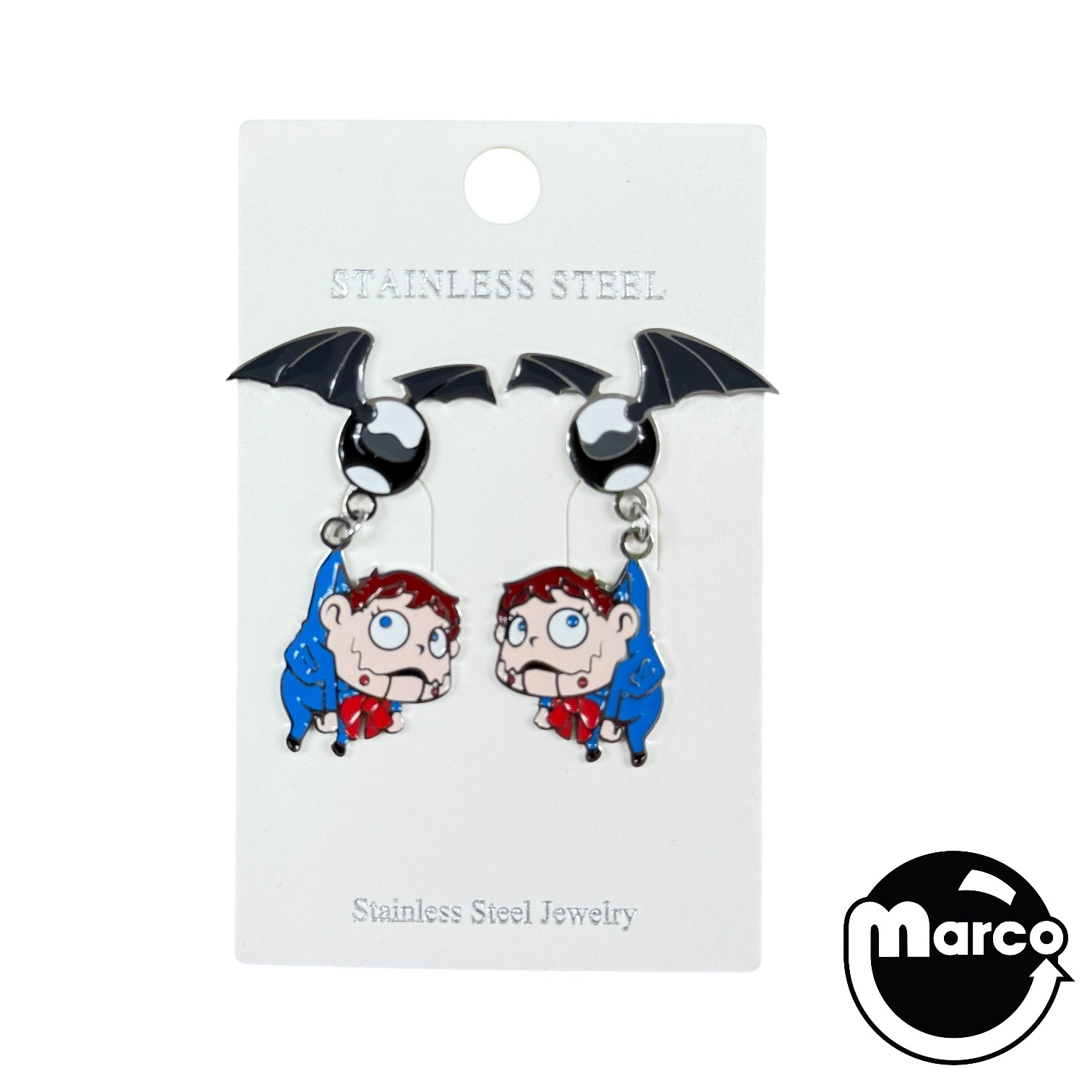 Silly Puppet BatBall Earrings