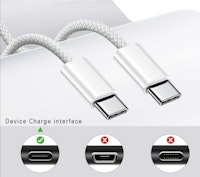 60W 3ft USB-C to USB-C Cable Fast Charger Type C