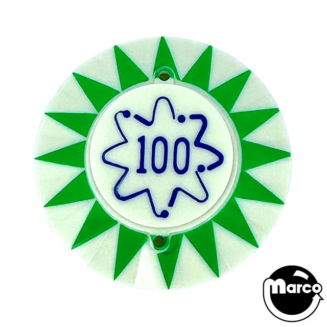 Pop bumper cap sunburst '100' squiggle G/B 16531