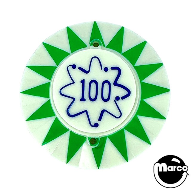 Pop bumper cap sunburst '100' squiggle G/B 16531