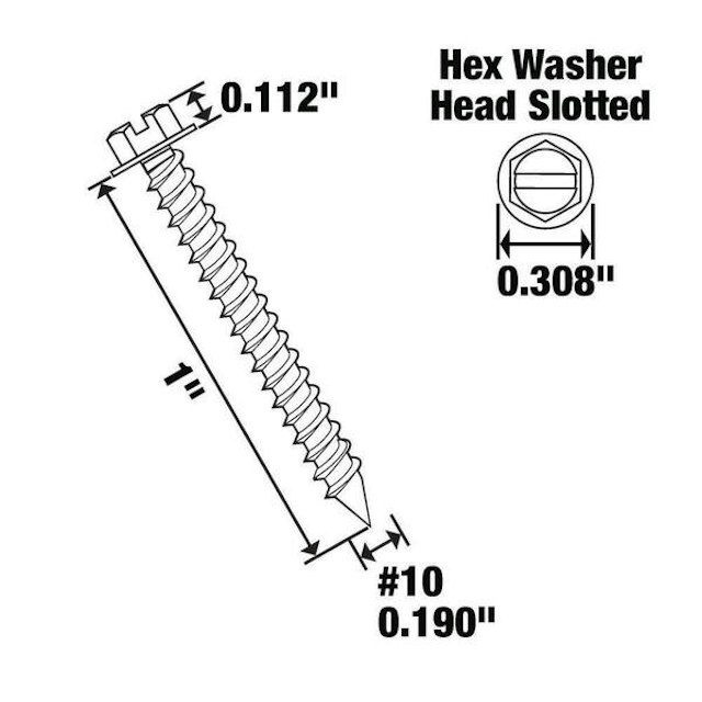 Sheet metal screw No.10 x 1 inch sl-hwh-ab zinc
