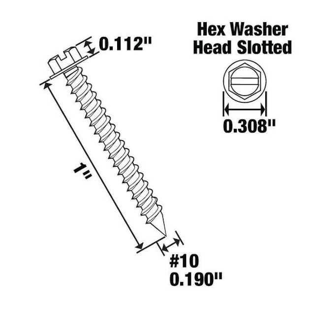 Sheet metal screw No.10 x 1 inch sl-hwh-ab zinc