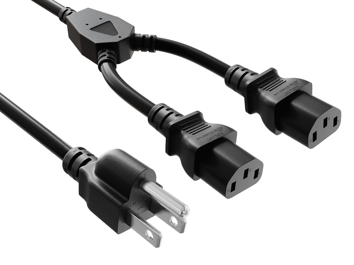 AC Power Cord - 2 receptacle splitter