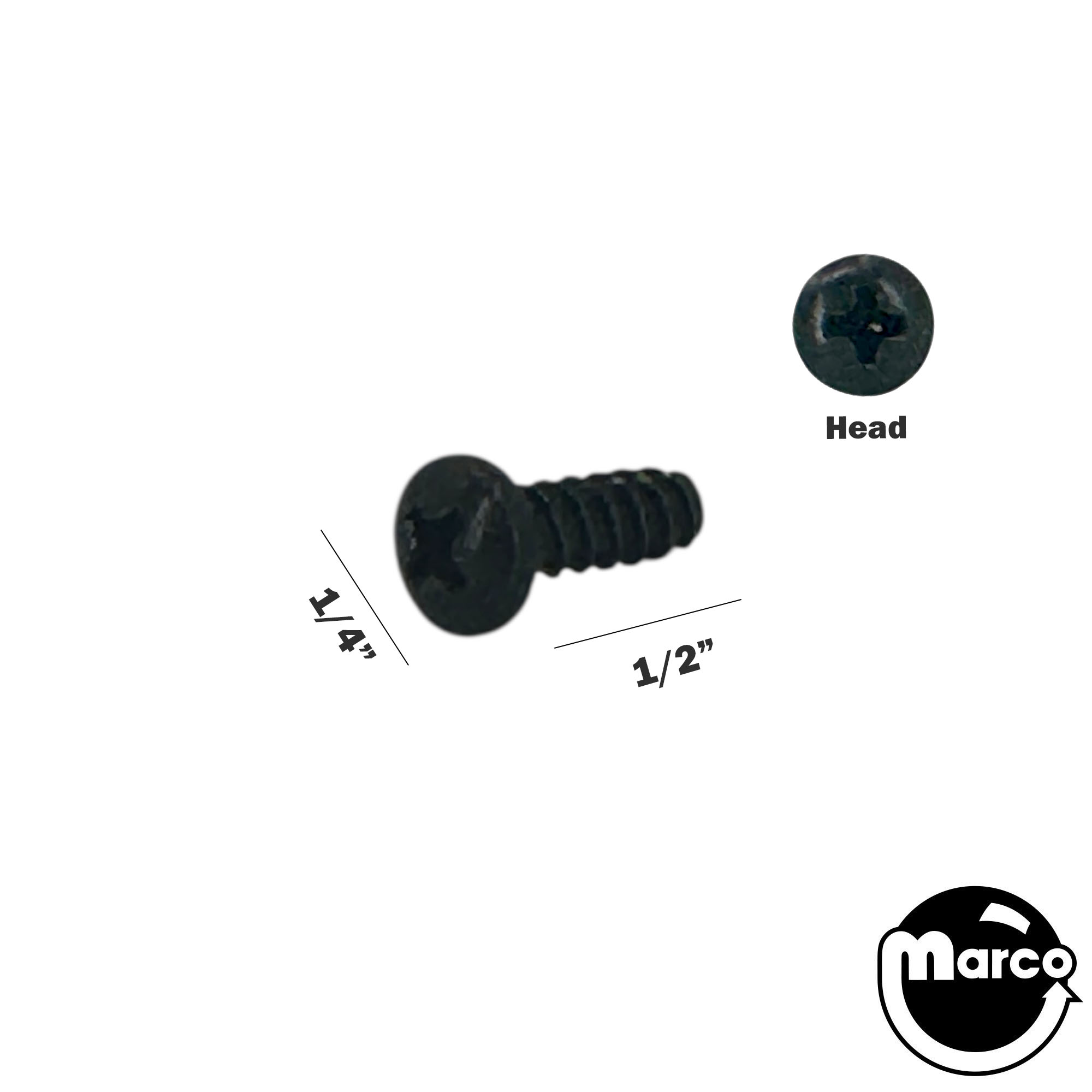 Tapping Screw #8 x 1/2" - Round Phillips Head - Black