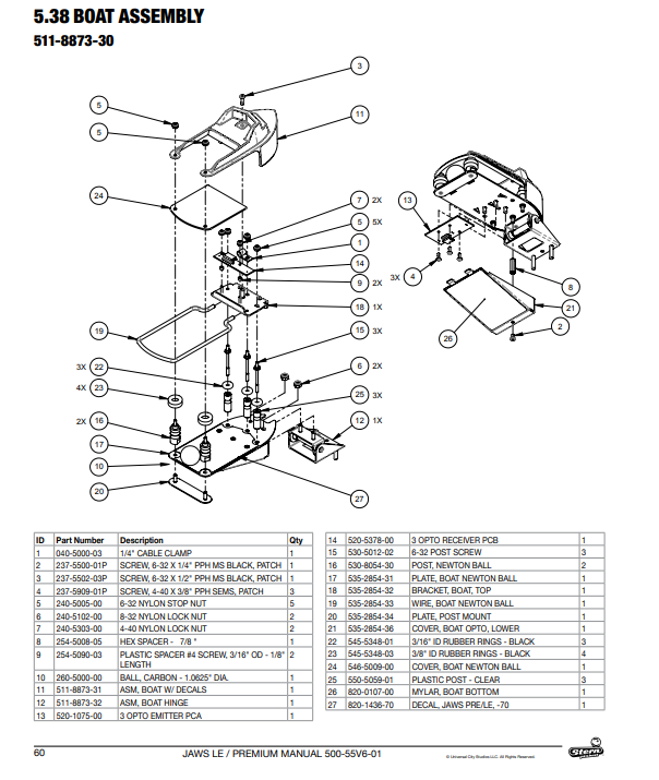 JAWS PRE/LE (Stern) Wire Boat Frame
