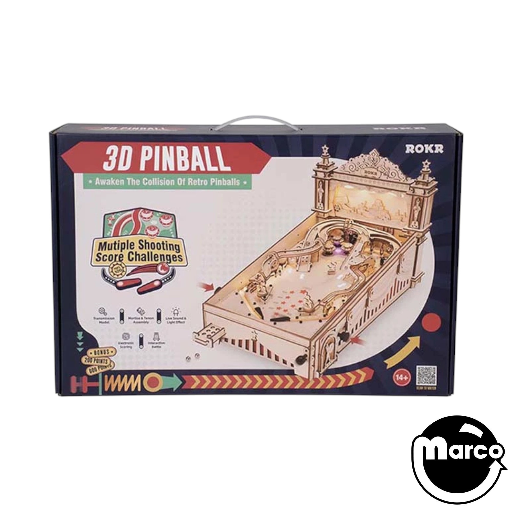 3D ROKR Wooden Pinball Machine