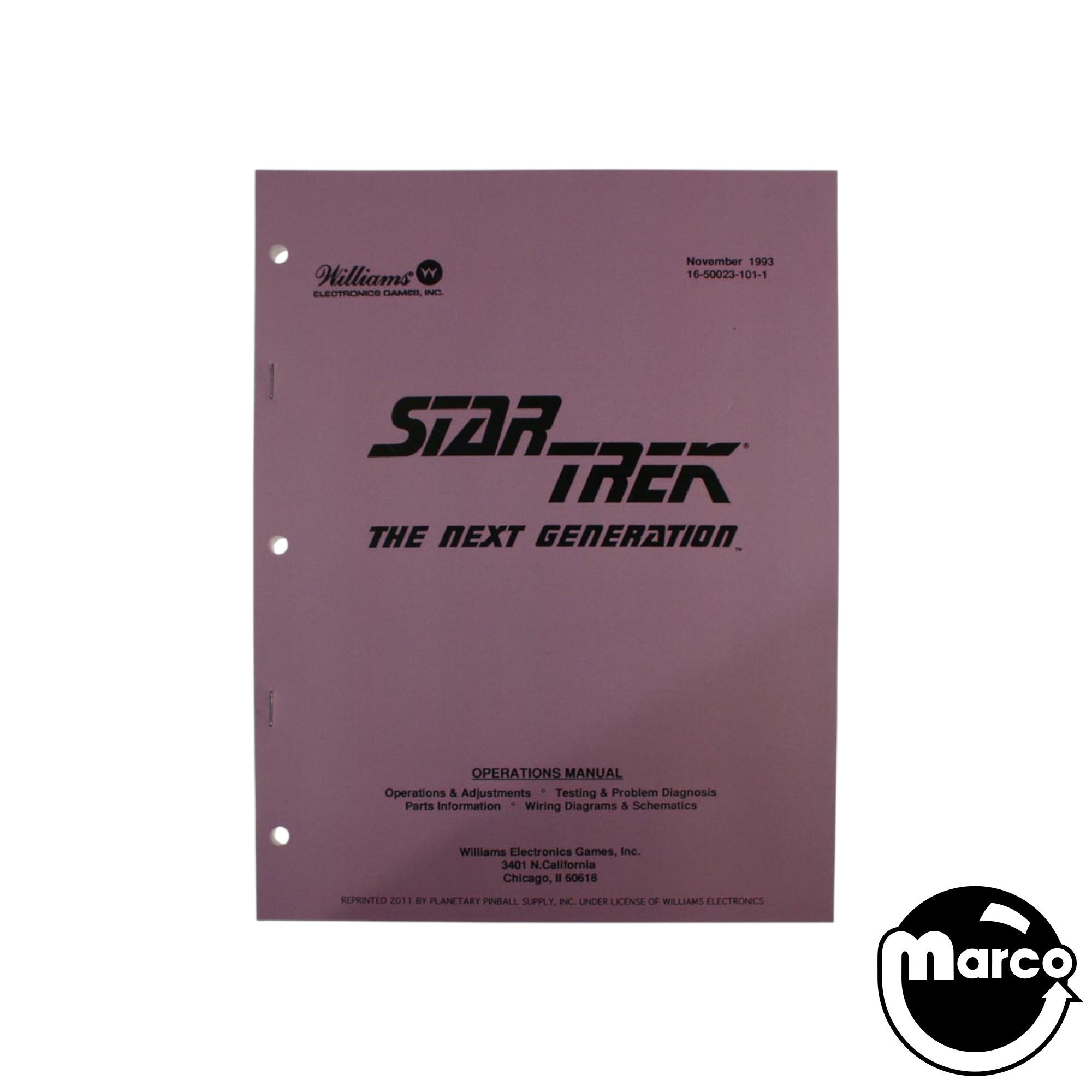 STAR TREK NEXT GEN (WMS) Manual reprint
