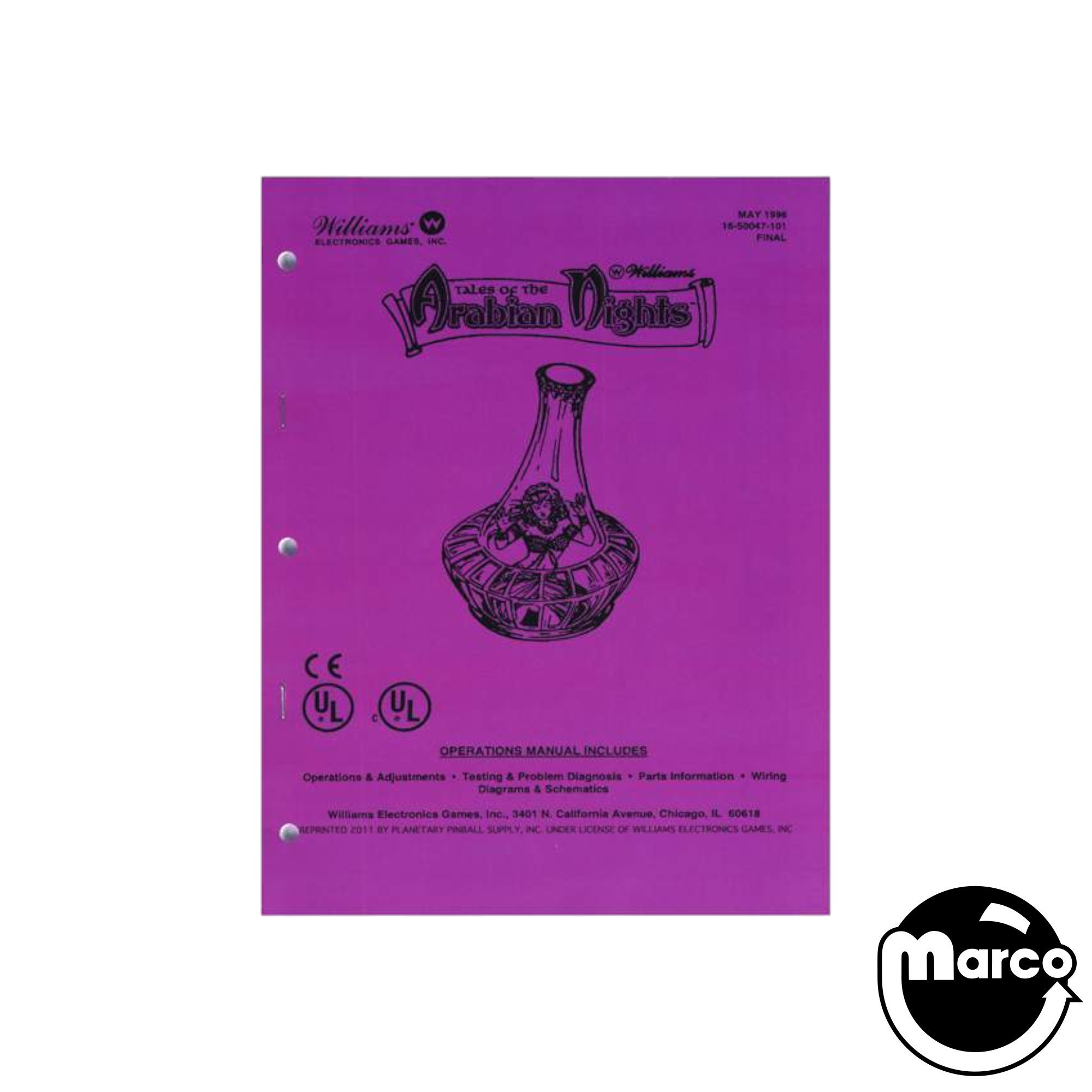 TALES ARABIAN NIGHTS (WMS) Manual - Reprint