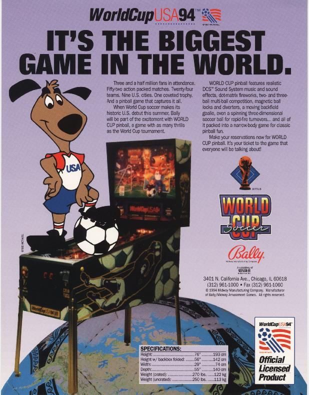 WORLD CUP SOCCER '94 (Bally) Flyer