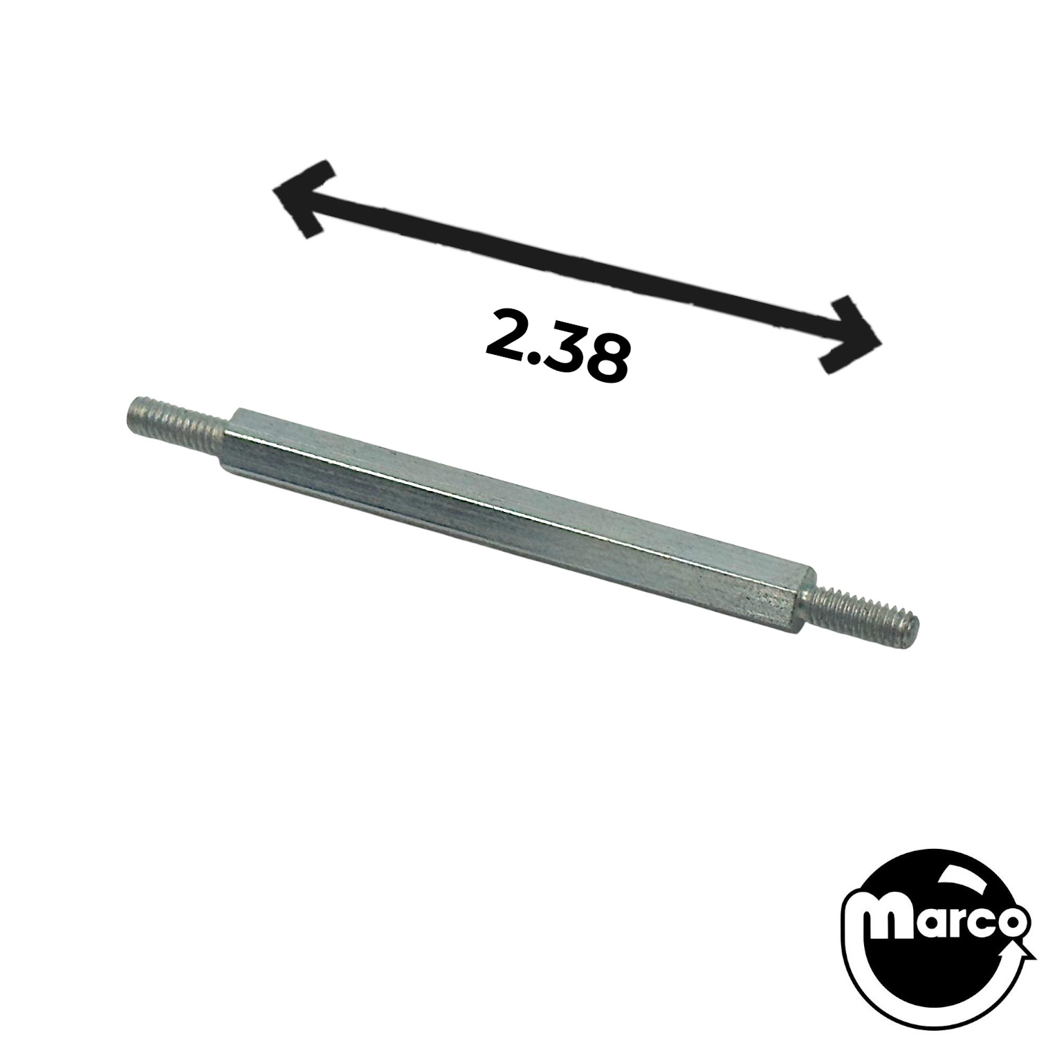 Post M-M 8-32 x 2.38" zinc 1/4 Hex