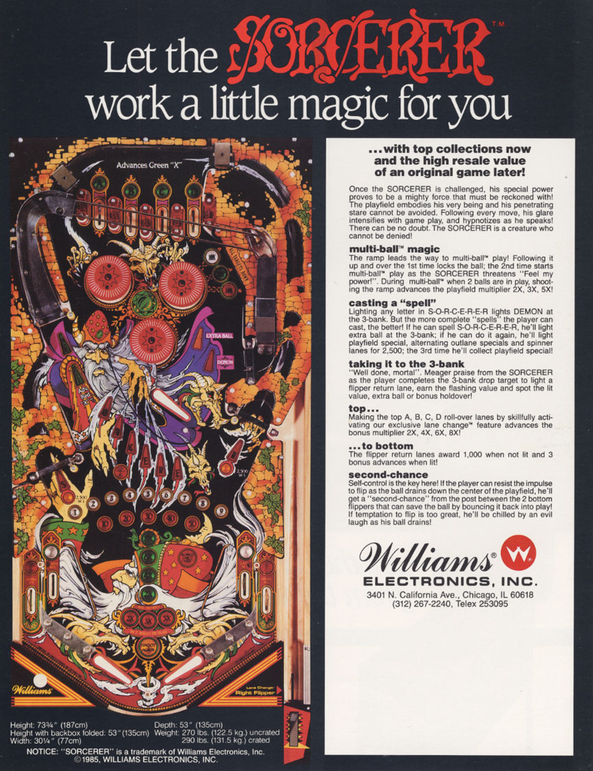 SORCERER (Williams) Flyer