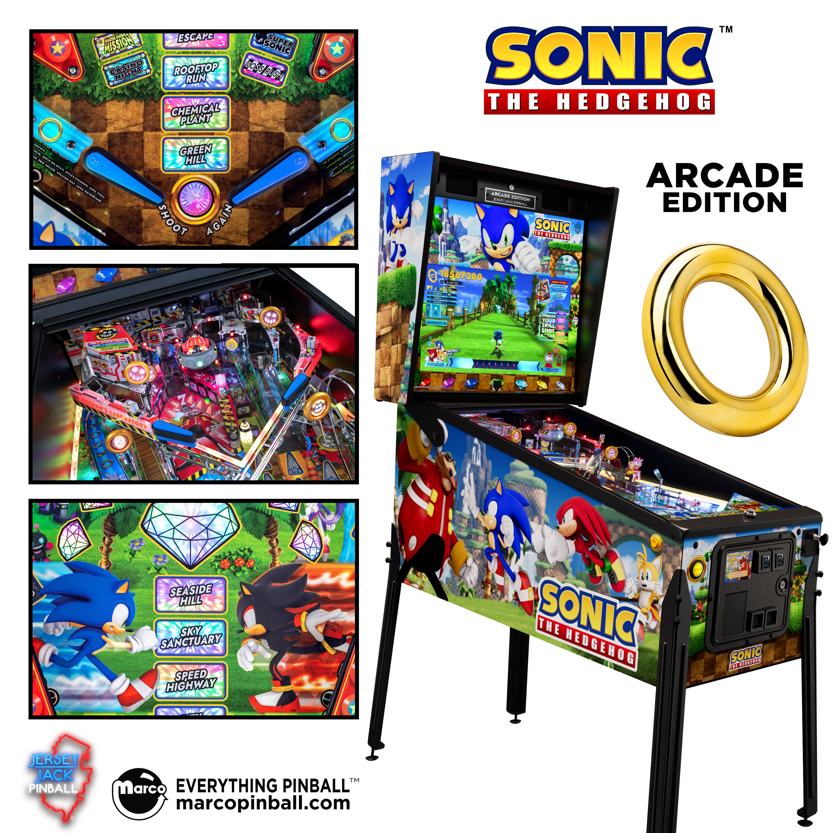 SONIC THE HEDGEHOG ARCADE EDITION (Jersey Jack) ) Pinball Machine