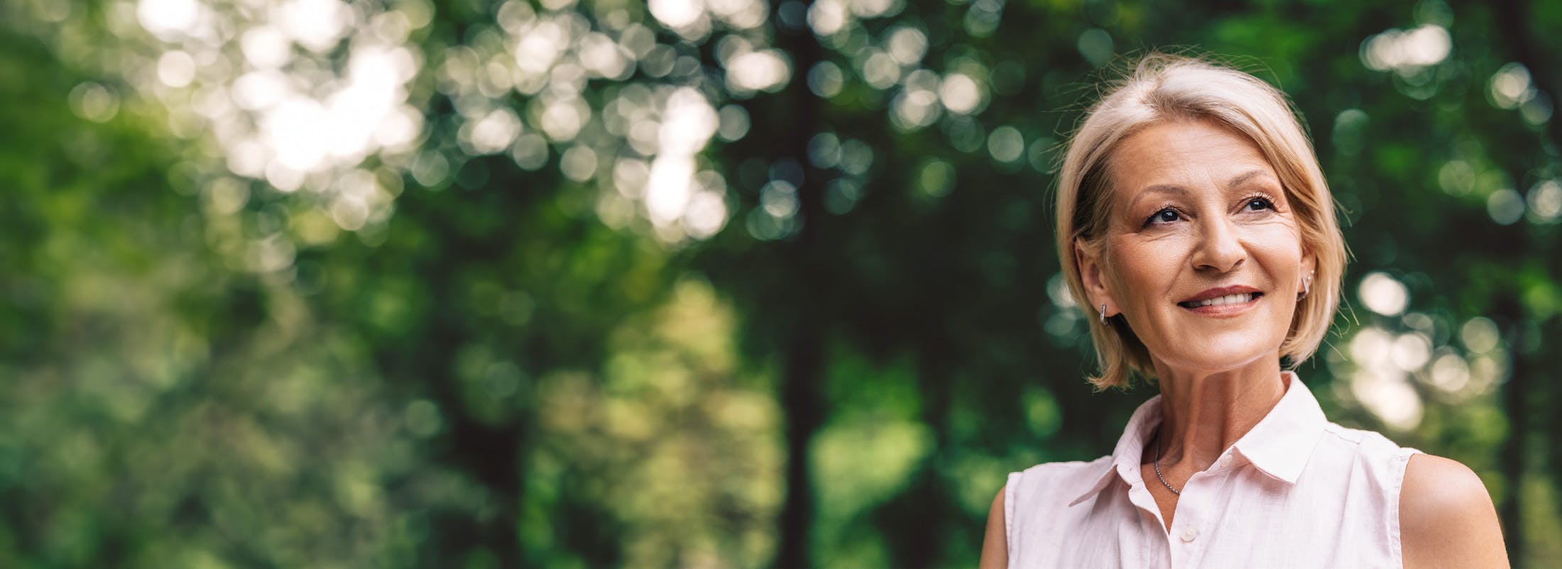 Blonde woman outdoors