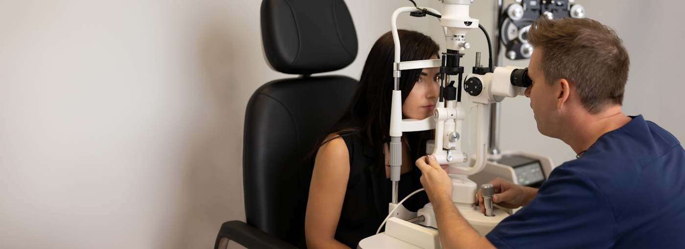 Dr. Gorscak performing eye exam