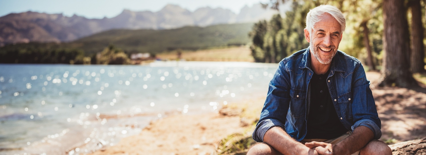Woman smiling at the beach